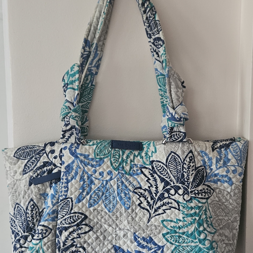 Vera Bradley Quilted Floral Tote in Blue, Teal & Gray